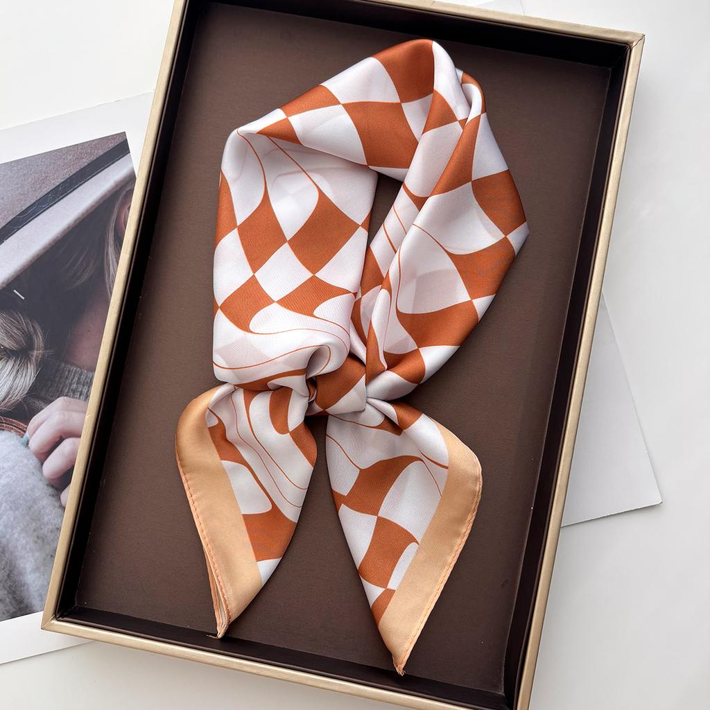 70*70Cm Luxury Square Scarf For Women Elegant Ladies Hijab Neckerchief Soft Stain Imitation Silk Scarves Shawl For Travel