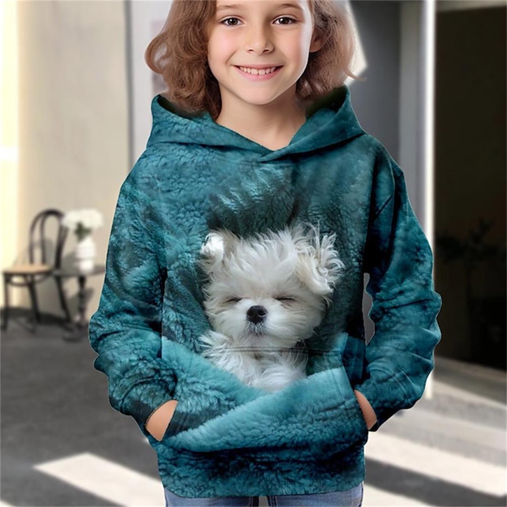 2024 Kids Clothes Cats Hoodies Pullover Outerwear Girl Clothes 2 To 8 Years Spring Fashion 3D Print Children's Full Sleeve Tops
