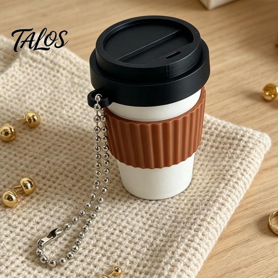 Coffee Cup Clicker 3D Printed Clicker, Press Fidget for Portable Toy Stress Relief, Backpack Hanging Finger with Ball Chain Relief