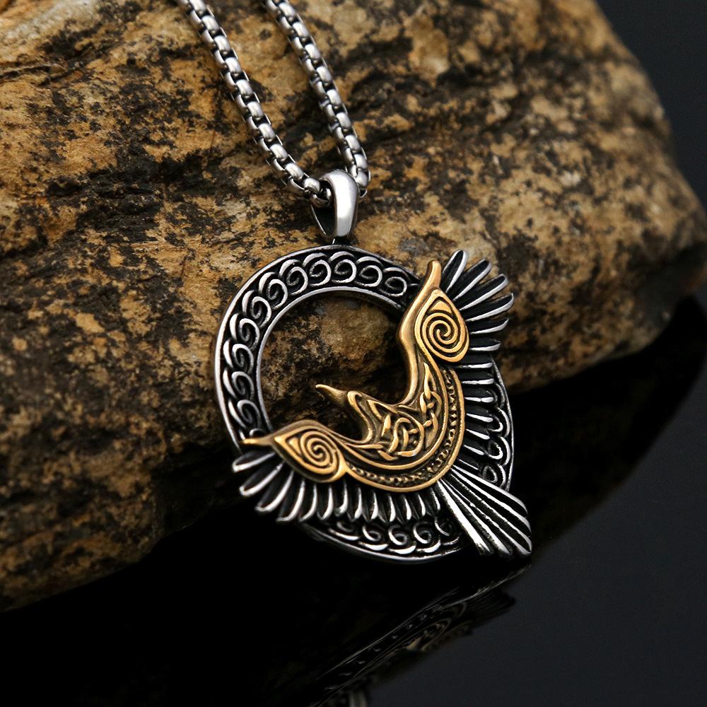 Fashion Personalized Titanium Steel Viking Eagle Necklace, Men's Stainless Steel Casting Retro Pendant