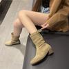 Fashion New Style Fashion Winter Classic Boots for Woman Cow Suede Pointy Toe Wedge Heel Ankle Boots Simple Comfort Cowboy Boots Female