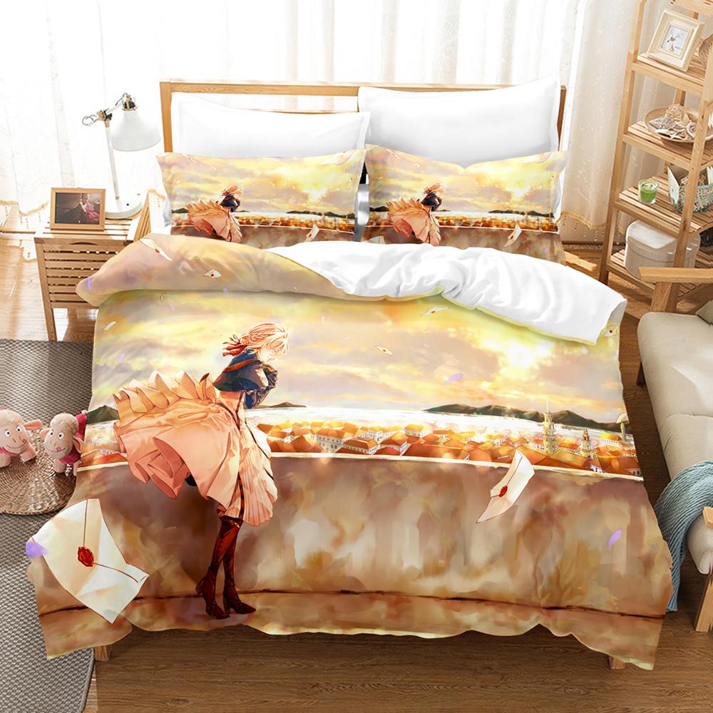 Anime The Violet Evergarden Bedding Sets Duvet Cover Set With Pillowcase Twin Full Queen King Bedclothes Bed Linen Home Textiles