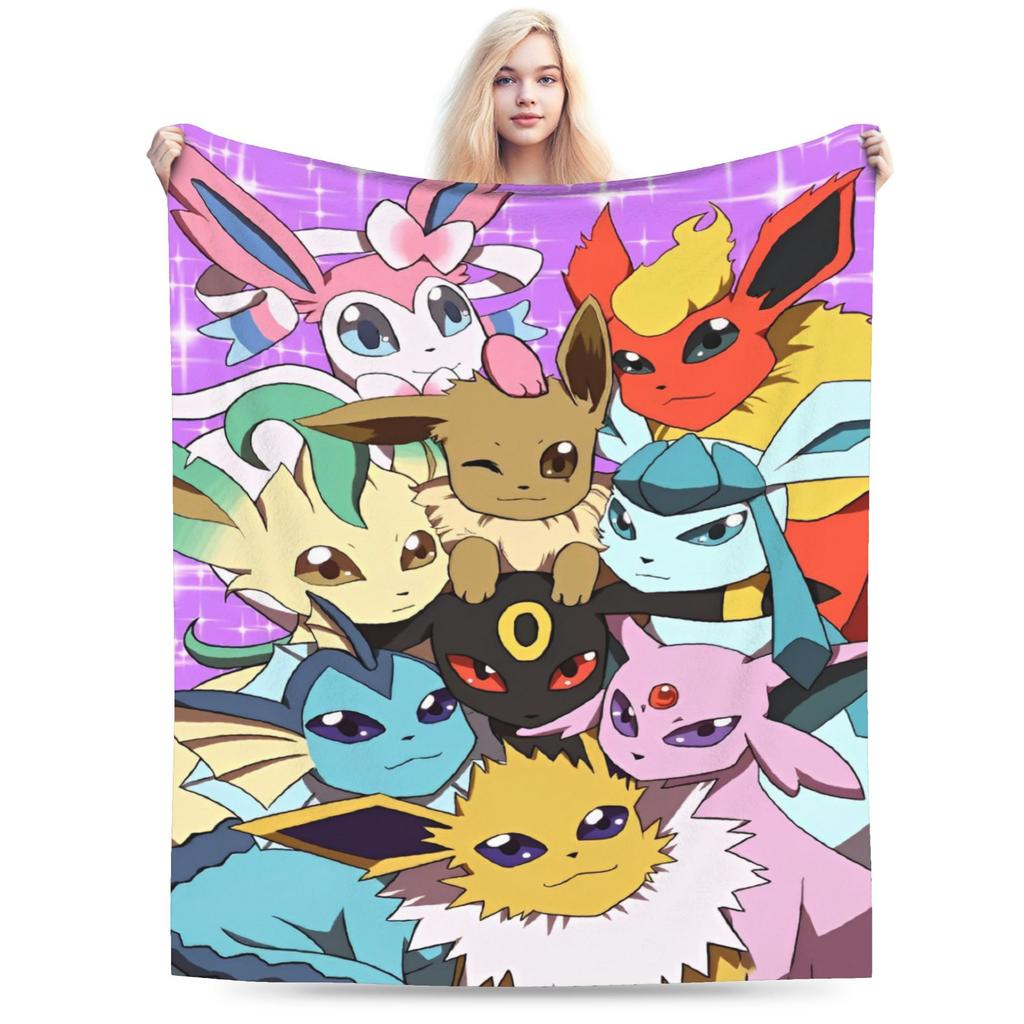 Japanese Anime Pikachu Simple Super Warm Blanket Pokemoned Plush Throw Blanket Novelty Couch Chair Flannel Bedspread Bed Cover