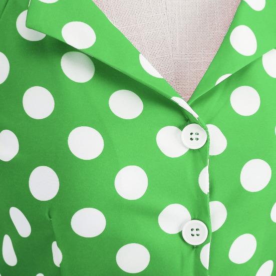 Abendkleid für Damen, Retro-Stil, farblich abgestimmt, Punktmuster, A-Linie, große Schaukel, Schnürung, rückenfrei, Neckholder, V-Ausschnitt, eng, hohe Taille, Knopfleiste, Party, Abschlussball, Midikleid