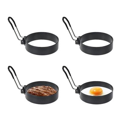 Liroyal Fried Egg Mold of Fried Egg Ring Fried Egg Mold Egg Fryer Egg Fryer Egg Ring από ανοξείδωτο ατσάλι με λαβή Εργαλείο μαγειρικής κουζίνας για το σπίτι (Σετ 4)