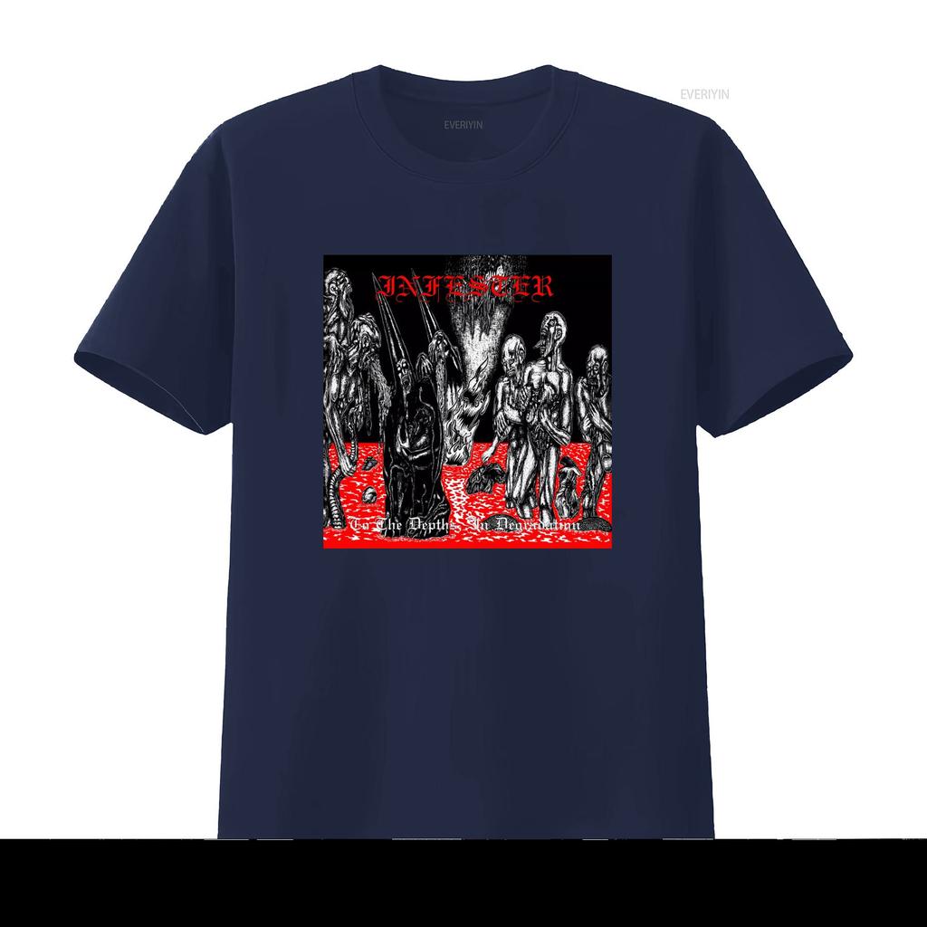 Infester T Shirt Death Metal Inspired Design with Depths Degradation Theme Perfect for Metalheads Vintage Washed Comfortable