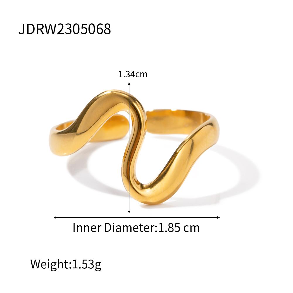 Youthway Stainless Steel Minimalist Irregular Curve Geometric Curved Ring Tarnish Free Fashion Unisex Jewelry Gift
