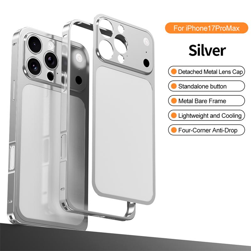 Luxe Robuuste Aluminiumlegering Slank Frame Hoesje Voor IPhone 13 14 15 16 17 Pro Max Mode Metalen Achterpaneel Schokbestendig Beschermhoes