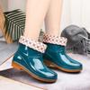 Rain Shoes Women's Short Tube Fashion Non-slip Rain Boots Adult Water Shoes Wear Water Boots Outside Kitchen Waterproof Shoes Warm Cotton Rain Shoes