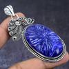 Burmise Sapphire Gemstone Handmade 925 Steling Silver Jewelry Pendant 2.96" R0q67