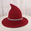 Halloween Decorative Wizard Hat Adult Witch Hat Wool Pointed Funny Hat Thermal Hat