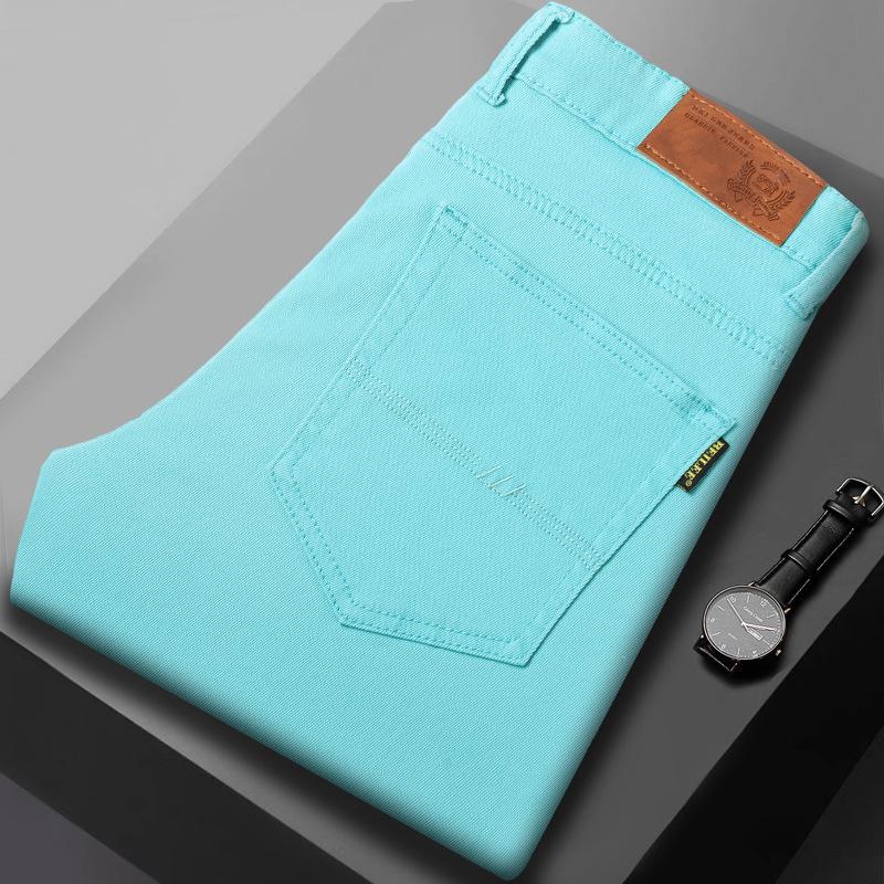 Summer Stretch Denim Trousers for Men Straight-Leg Slim Fit Versatile Casual Trousers New Arrival Denim Long Trousers