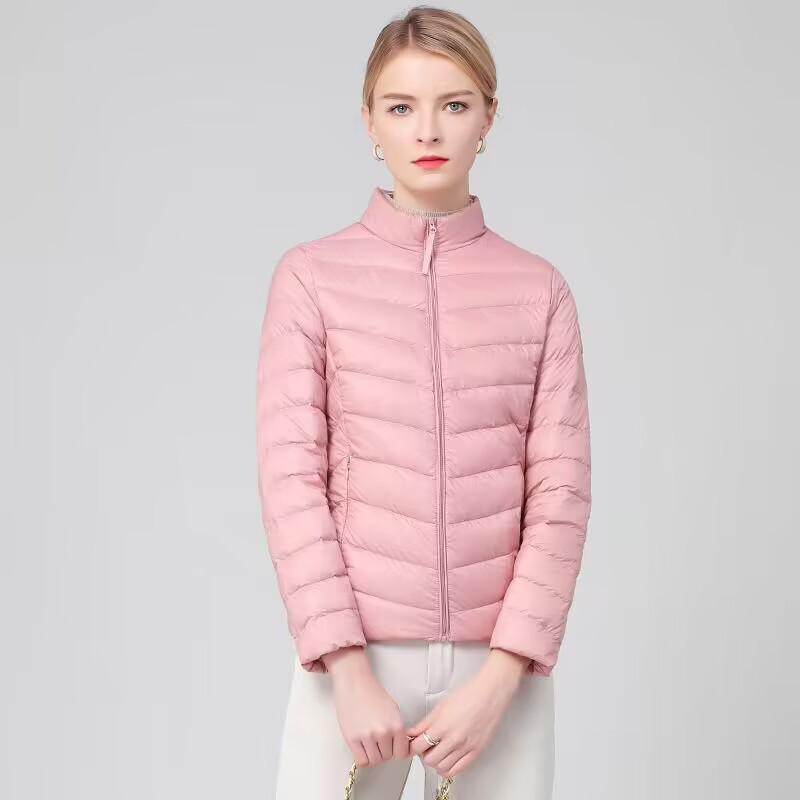 Lightweight White Duck Down Winter Women's Short Style New Solid Color Down Jacket Slim Fitting and Slim Standing Collar Lightweight Jacket Trend