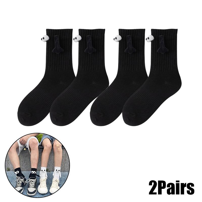 4 Paar Club Celebrity Ins Mode Lustig Kreativ Magnetische Anziehung Hände Schwarz Weiß Cartoon Augen Paare Socken