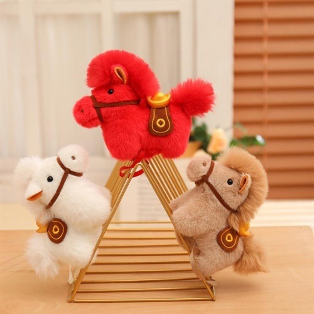 New Soft Horse Stuffed Animal Festive Magnetic Horse Plush Toys Lunar New Year Gift Horse Year Throw Pillow Kids Gift