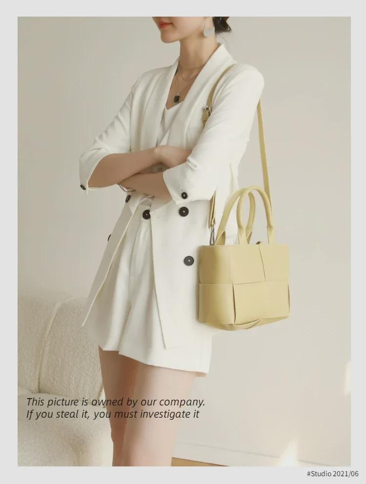 Women's Genuine Leather Hand-Woven Tote - 2022 New Large Capacity, Light Luxury Style