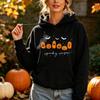 Spooky Season Cute Pumpkin Jack O Lantern Print Hoodie Women Halloween Fall Autumn Funny Graphic Long Sleeve Pullover Top