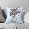 Mason Jar With Flowers Square Pillowcase Polyester Linen Velvet Printed Zip Pillow Case Sofa Seater Cushion Case 45X45