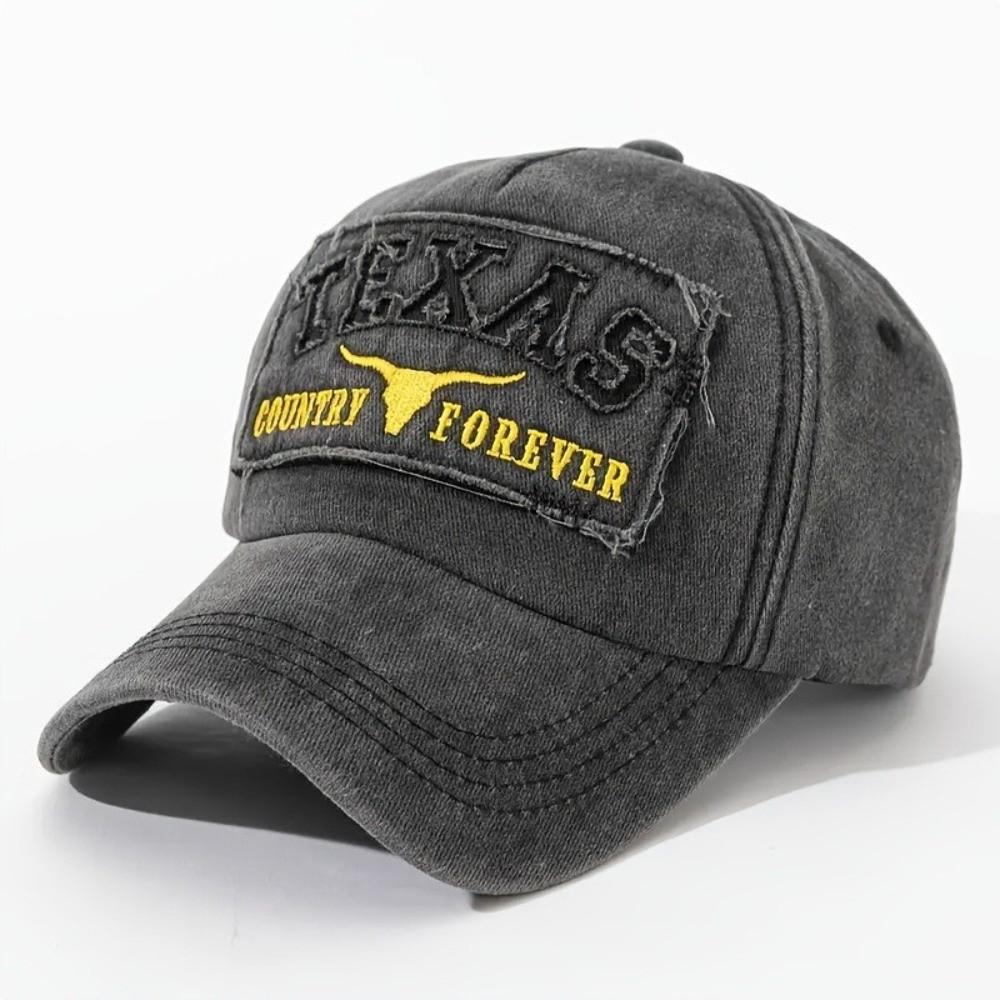 Retro Letter Texas Embroidery Baseball Cap Washed Cotton Visor Peaked Cap Adjustable Baseball Hats For Man Women Unisex