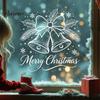 Elegant Bell Pattern Stickers Christmas Window Sticker, PVC Decals with Snowflake Bow Patterns for Decorations Holiday Home Decoration, Waterproof