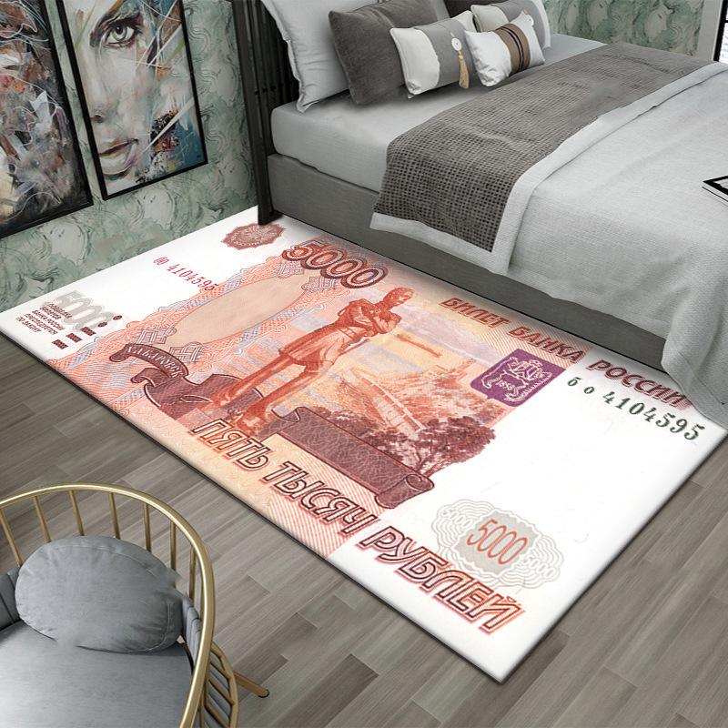 Rubel-US-Dollar Nachttischdecke, Schmutzabweisende und Verschleißfeste Längsstreifen Bodenmatte, Kühlende Fußmatte für das Schlafzimmer