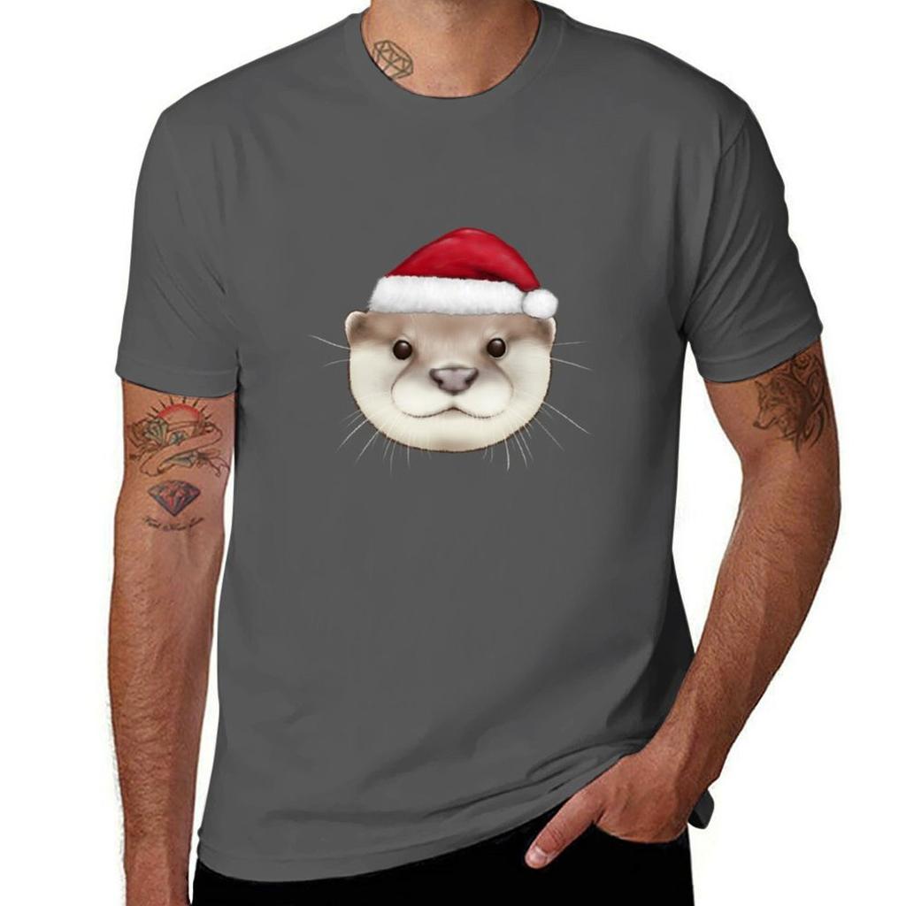 Christmas Otter Tshirt Fashion Simple Casual Tee Shirt