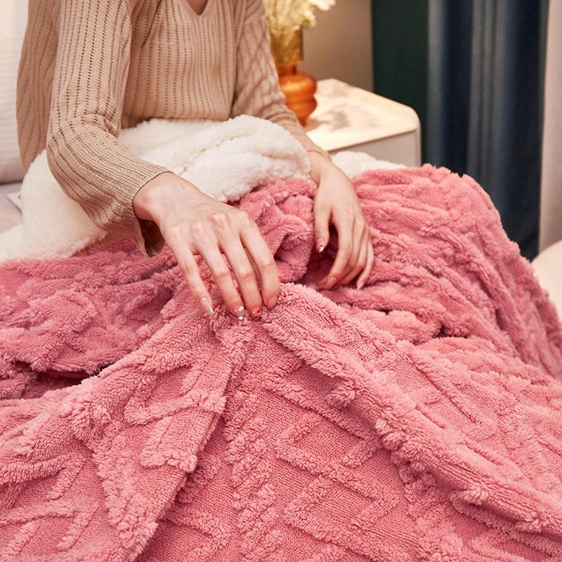 Thick Winter Blanket Throw Soft Warm Wool Blankets for Beds Plaid Taff Cashmere Lamb Thermal Quilt Bedspread