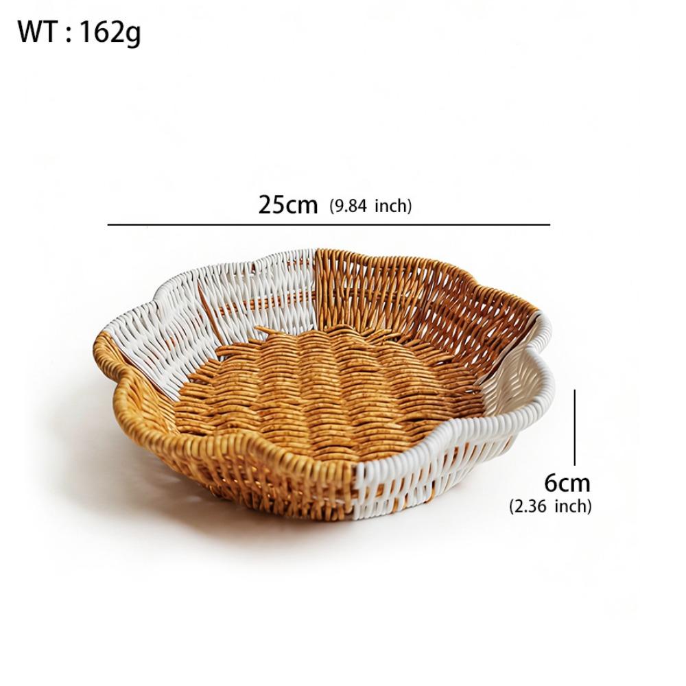 Woven Design Hotel Snack Basket Tray Elegant Fruit Bowl New Synthetic Rattan Wicker Basket  Picnic