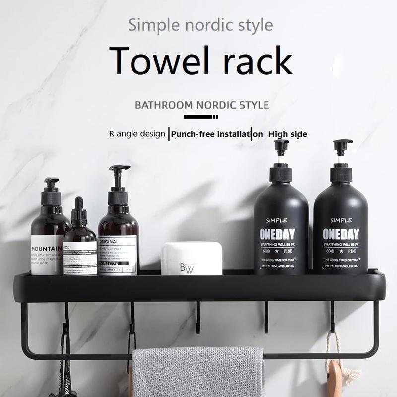 Drilling Installation Bathroom Shelf Organizer Shower Storage Rack Black Corner Shelves Wall Mounted Aluminum Toilet Shampoo Holder