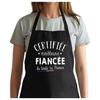 Kitchen Apron - Certified Best Fiancée In France - Black - Breton Print - Cotton