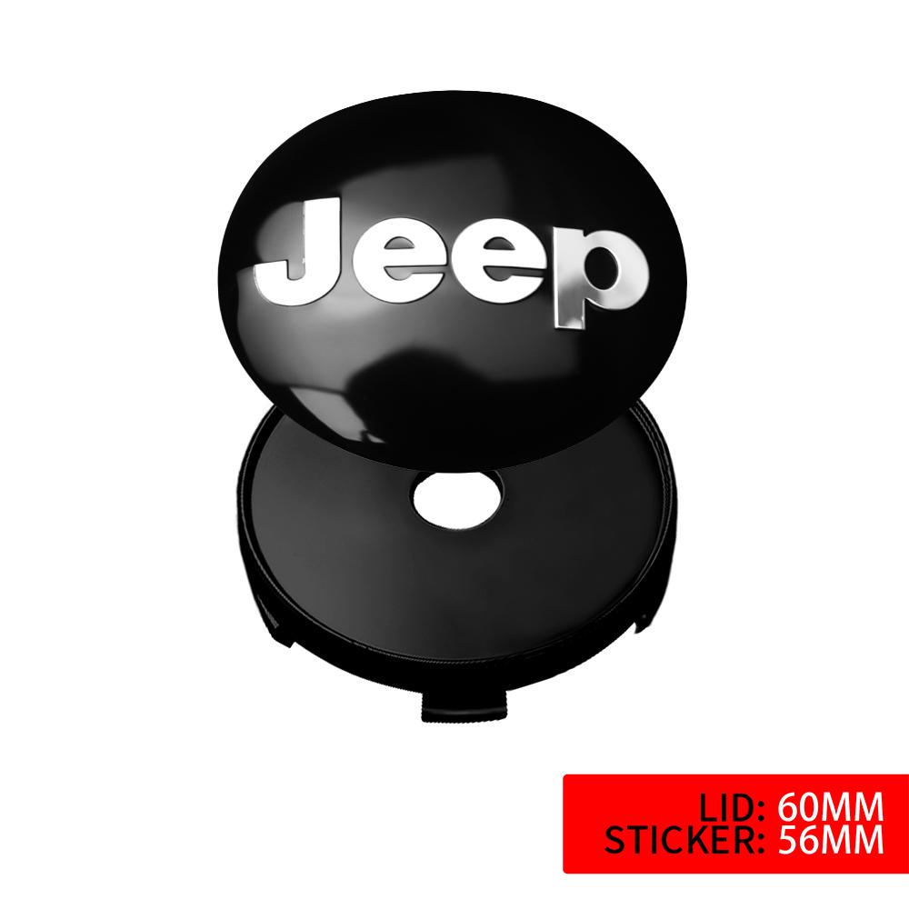 Pour Jeep 4 pièces 56/60mm Autocollant Cache-Moyeux de Roue de Voiture Cache-Moyeux Emblème Pour Jeep Renegade Grand Cherokee Gladiator Patriot Liberty