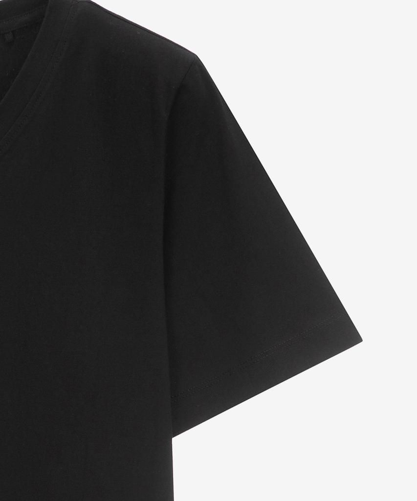 BASIC HOUSE Women'S V-Neck Stretch Slim Fit Short Sleeve T-Shirt Black Lats0204 (B Type)