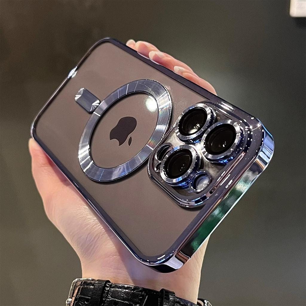 Luxury Magnetic For Magsafe Wireless Charge Plating Clear Case For iPhone 11 12 13 14 15 16 17Pro Max Plus Shockproof Silicone Cover