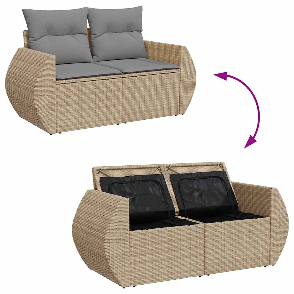 Vidaxl 6-Cz. Set di Mobili da Giardino con Cuscini, Beige, Polyrattan