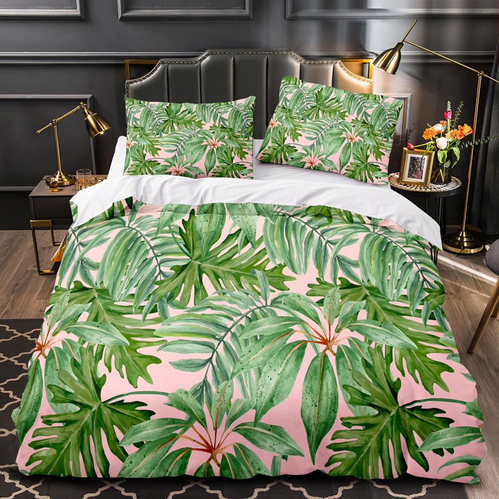 Green Leaves Tropical Duvet Cover Set Queen Bedding Set Full Queen Leaves Comforter Cover King Size 2/3pcs Polyester Quilt Cover