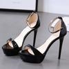 Fashion Comemore Sexy Black Extreme High Heels Platform Sandals for Women Fashion Buckle Strap Open Toe Sandal Stripper Pole Dance Shoes