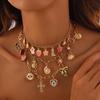 1PC Ocean Wind Fish Tail Imitation Pearl Tassel Necklace Beach Starfish Shell Pendant Necklace