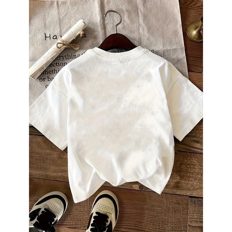 European Size Women's Happy Cherry Cherry Print Short Sleeve T-Shirt - White Relaxed Fit Round Neck Blouse with Happy Cherry Logo