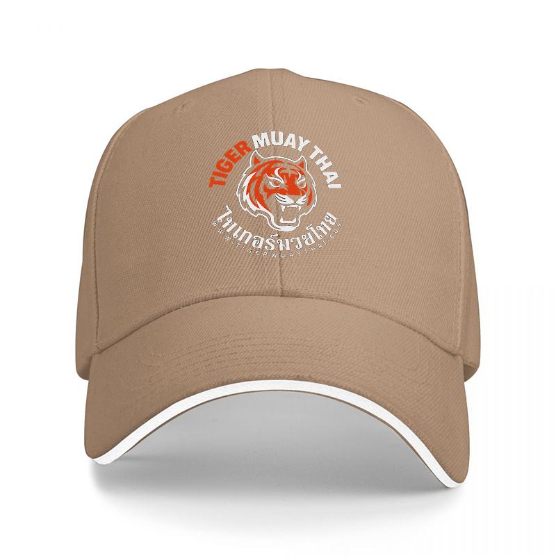 Tiger Muay Thai Baseballkappe mit kräftigem Tiger-Logo und weißem Besatz-Design für Kampfsport- und Fitness-Fans