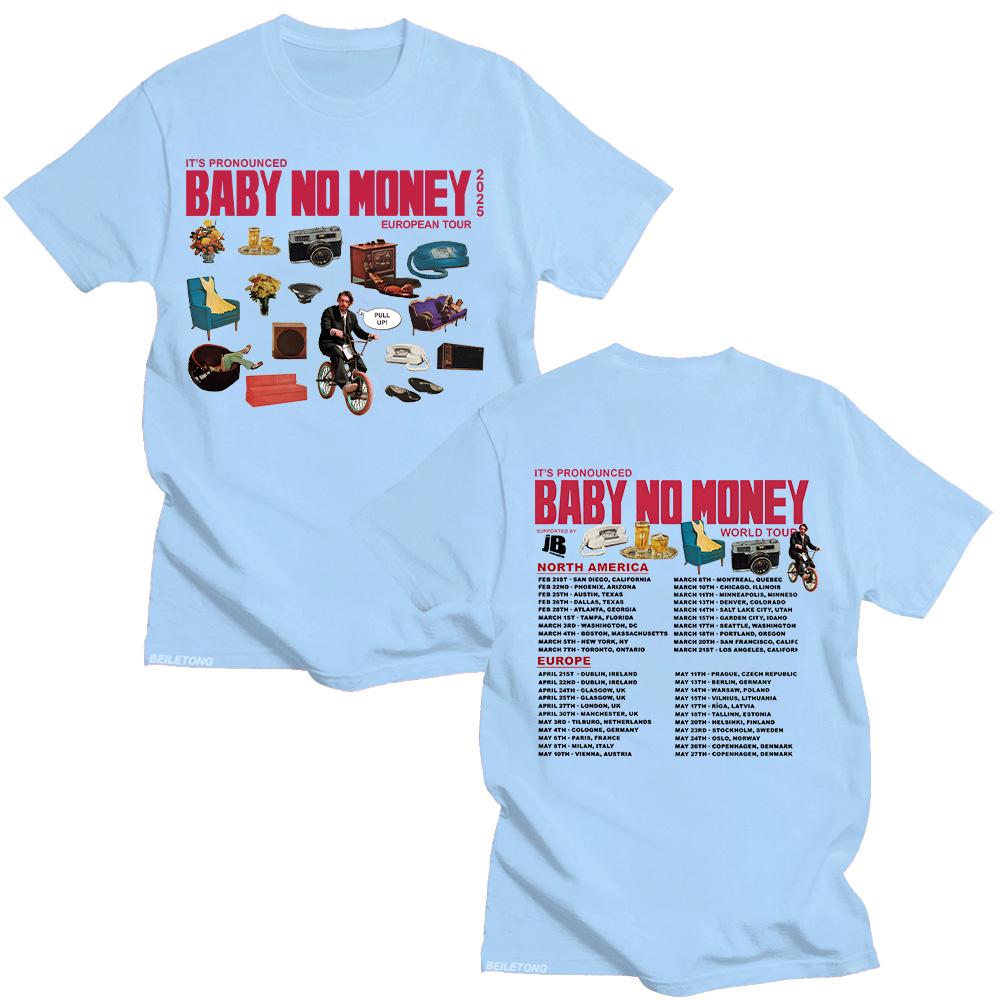 Bbno$ It's Pronounced Baby No Money Europatournee 2025 T-Shirts Rapper Humorvolles Baumwoll-T-Shirt Kurzarm Sommer Unisex Tops