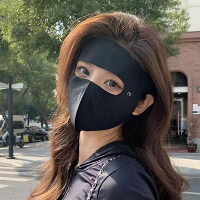 Masque de protection solaire sans trace pour femmes, masque facial détachable en soie glacée, anti-ultraviolet, respirant, mince, couverture complète du visage