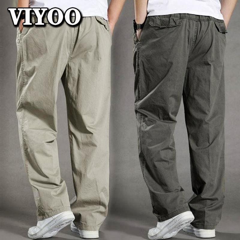M-6XL Summer Men's Business Loose Bottoms Sweat-absorbent Thin Breathable Straight-leg Casual Pants