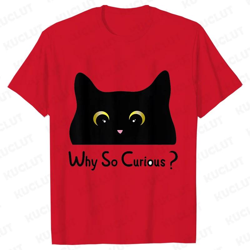 Funny Black Cat Unisex Tshirt Summer Harajuku Fashion Male Breathable Aesthetic Oversized Clothing Ulzzang Tees Graphic Y2k Tops
