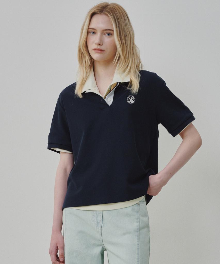 Ollibeudeollibeu Logo Embroidered Collared T-Shirt Oe6Me3110