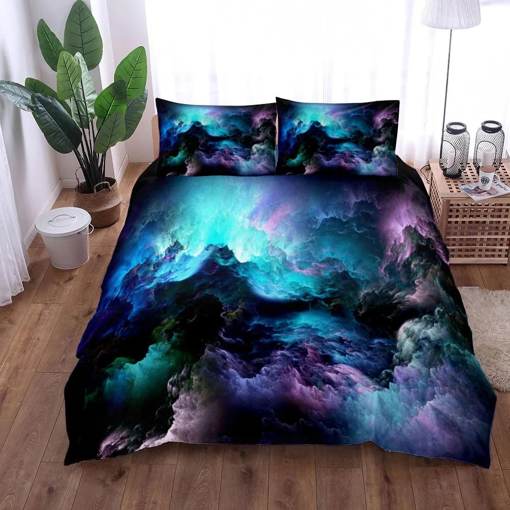 Bettwäsche-Set mit abstraktem Weltraumnebel, Bettbezug-Set, UK-Einzelbett, Doppelbett, Queensize-Bett, Kingsize-Bett, US-Bett, Twin, Full Kingsize