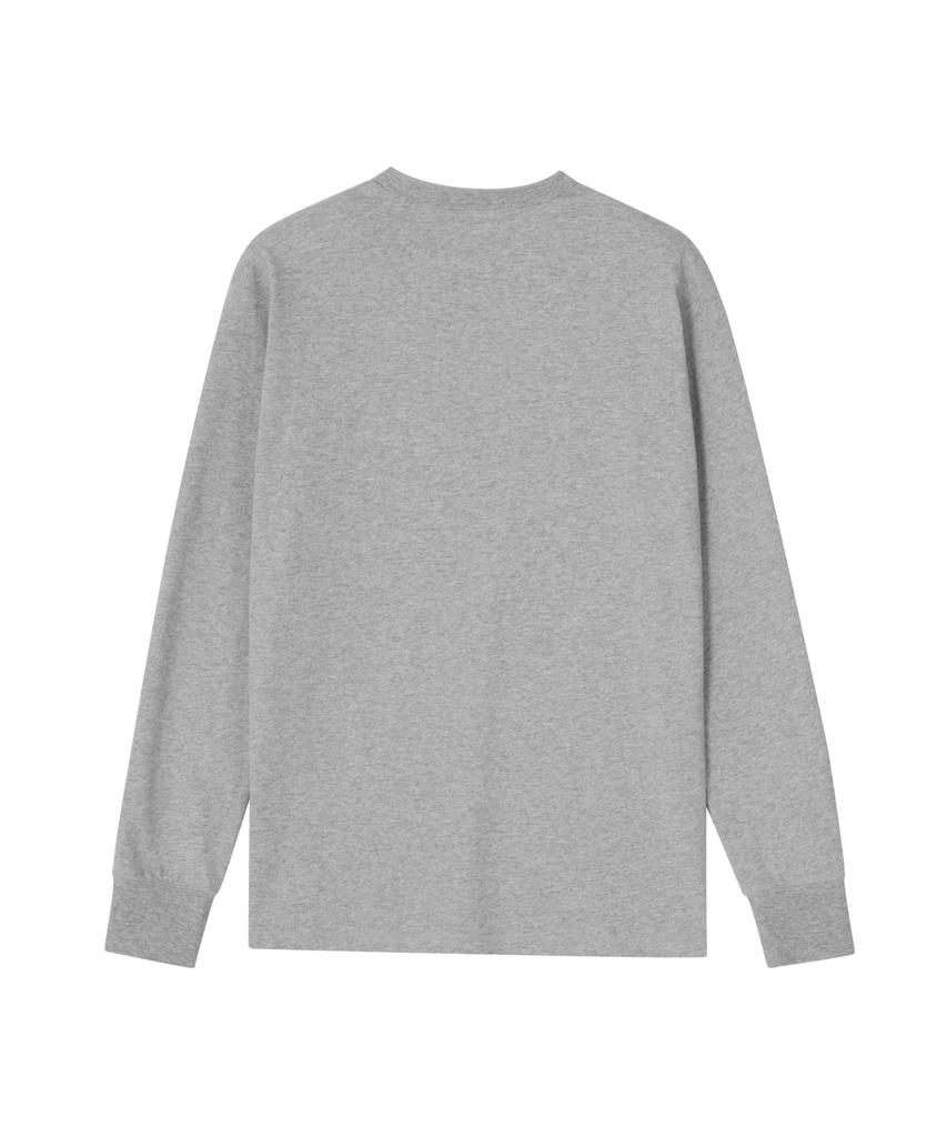 Yunibeosyeolobeolol Henley Neck Long Sleeve T-Shirt Melange Gray