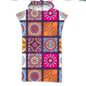 Geometrisches Strandtuch Weiche Mikrofaser Schnelltrocknend Große Badetücher Kapuzenponcho Neoprenanzug Erwachsener Kind Poncho Bademantel Zum Schwimmen Surfen