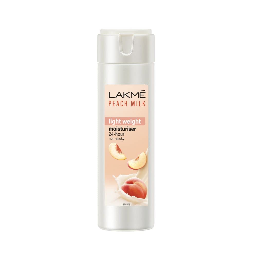 LAKME Loção hidratante de leite de pêssego FPS 24, protetor solar, retém a umidade por 12 horas, proteção solar