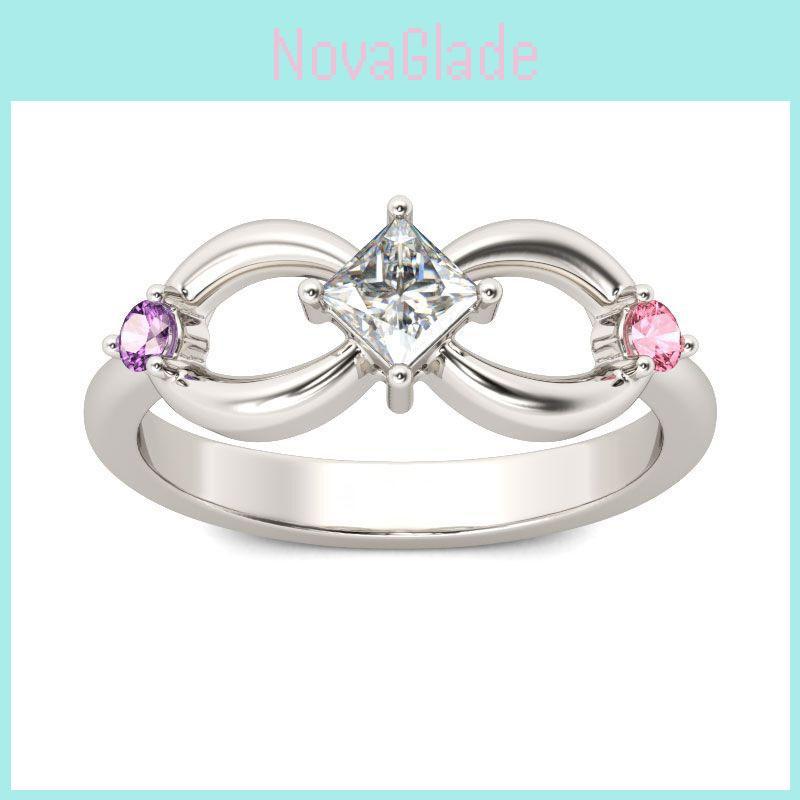 Eleganter Modeschmuck versilberter Ring mit Strasslegierung Unendlichkeitsdesign