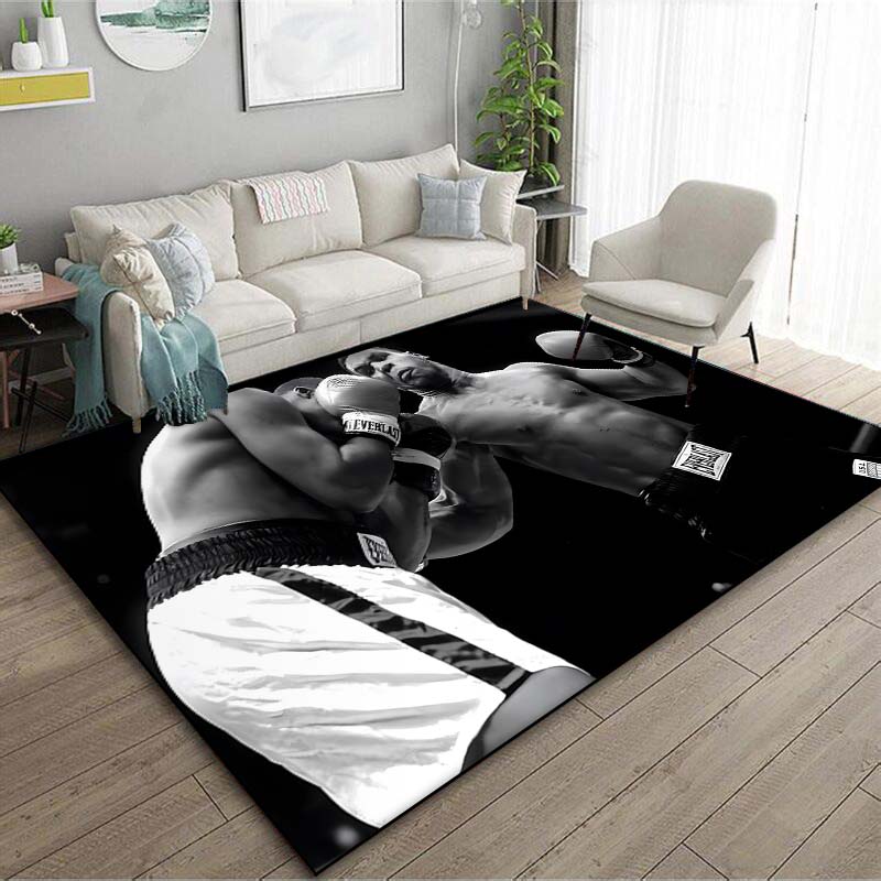 Boxing King Pattern T-Tyson Carpets 15 Sizes Living Room Bedroom Bedside Floor Mat Area Rug Man Cave Home Cloakroom Decoration